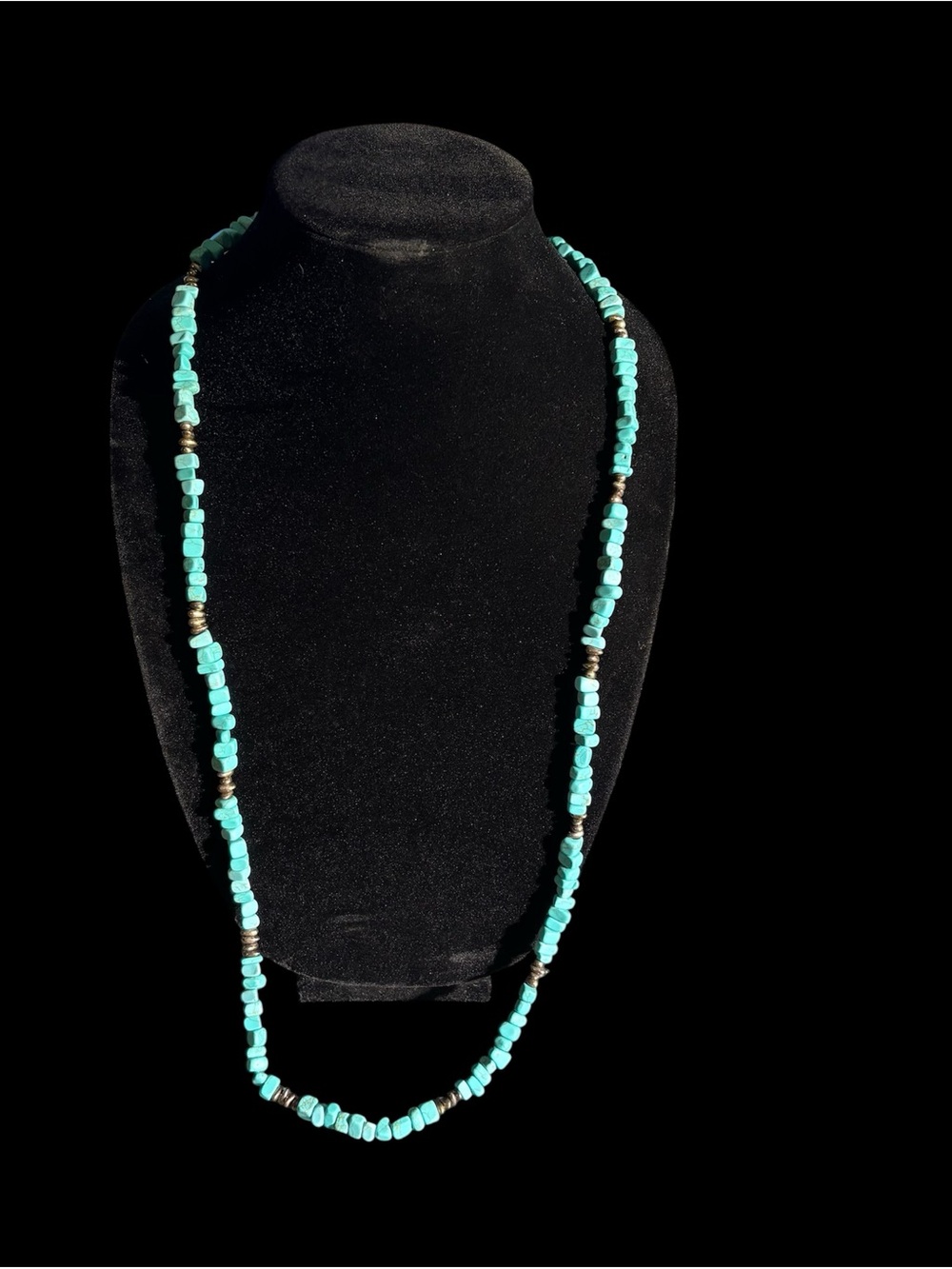 Vintage Premier Designs Faux Turquoise Beaded Necklace with Gold Accents
